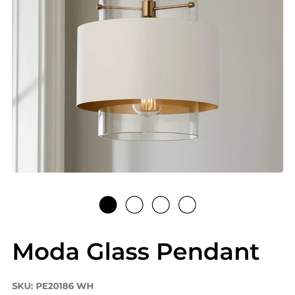 Moda Glass Pendant by Quorum NIB aged brass glass and white/cream